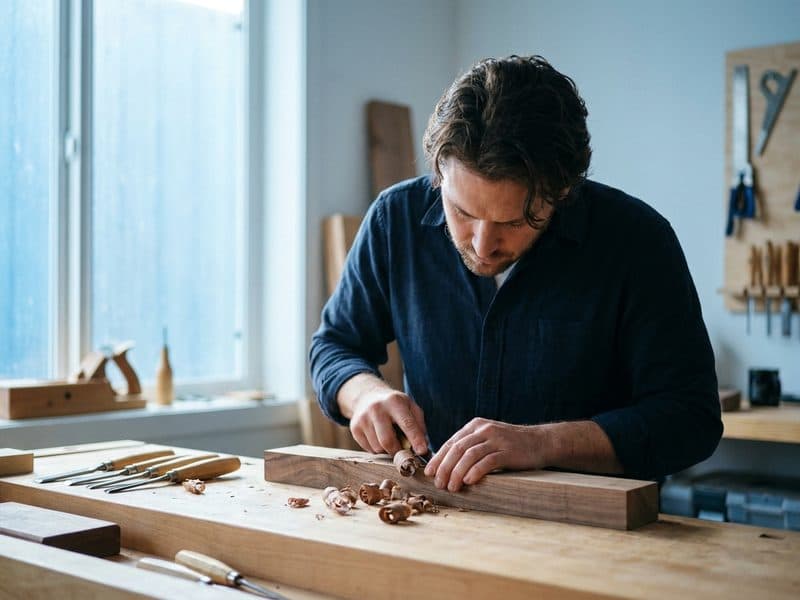 Artisan menuisier au travail dans son atelier
